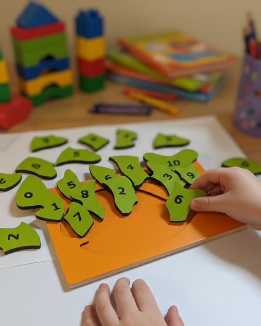 Eğitici Ahşap Balık Puzzle - Rakam Öğretici Montessori Oyuncak