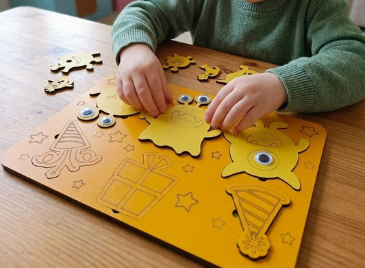 Ahşap Canavar Puzzle Seti - 2-4 Yaş Arası - Montessori Uyumlu Eğitici Ahşap Oyuncak