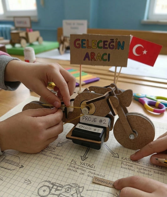 DIY Elektrikli Ahşap Motosiklet Maket Kiti - Demonte STEM Okul Projesi