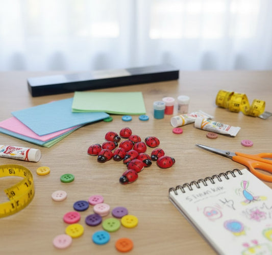 Mini Ahşap Uğur Böceği Süsleme Seti - El Yapımı Hobi ve Magnet Malzemesi