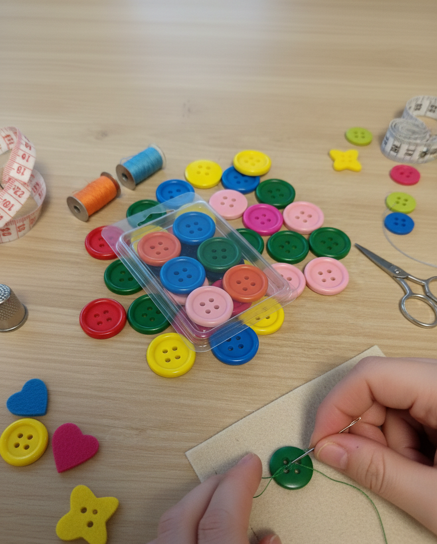 1.5 cm Renkli Ahşap Düğme -El Yapımı Ürünler İçin Hobi Düğmeleri 