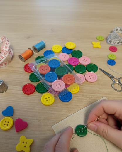 1.5 cm Renkli Ahşap Düğme -El Yapımı Ürünler İçin Hobi Düğmeleri 