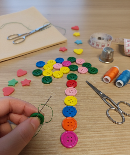 1.5 cm Renkli Ahşap Düğme -El Yapımı Ürünler İçin Hobi Düğmeleri 