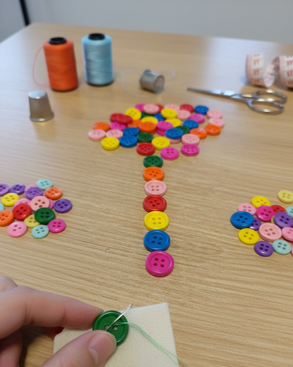 Renkli Ahşap Düğme - 1 cm - El Yapımı  - Dekoratif Hobi Düğmeleri