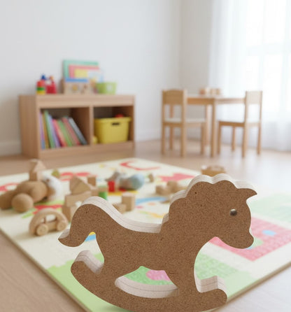 Ahşap Sallanan At Figürü - Montessori Eğitici Oyuncak ve Dekoratif Obje