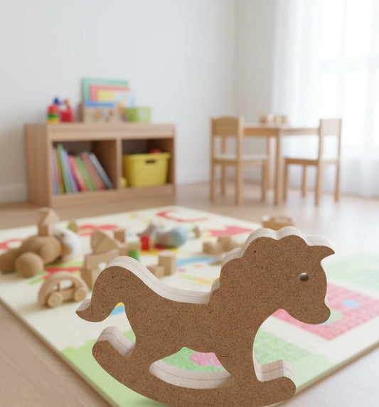 Ahşap Sallanan At Figürü - Montessori Eğitici Oyuncak ve Dekoratif Obje