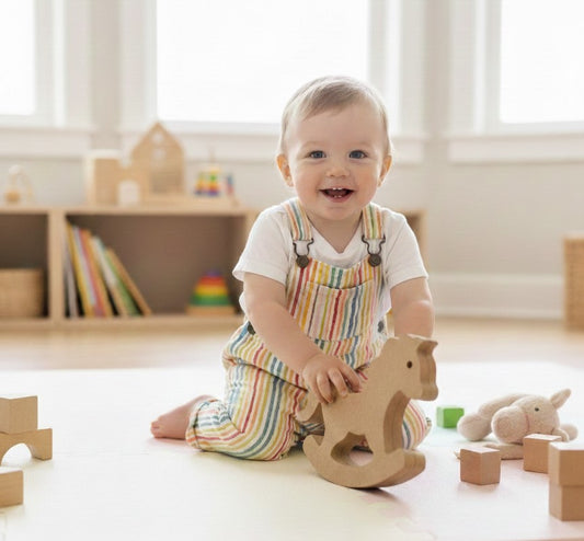 Ahşap Sallanan At Figürü - Montessori Eğitici Oyuncak ve Dekoratif Obje