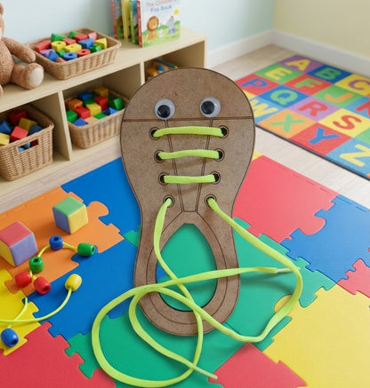 Montessori Ahşap Ayakkabı Bağlama Tahtası