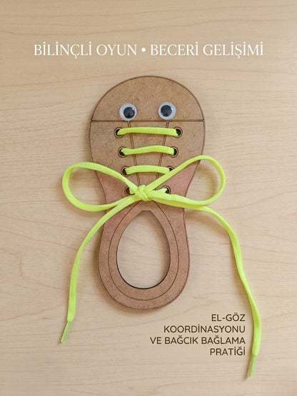 Montessori Ahşap Ayakkabı Bağlama Tahtası