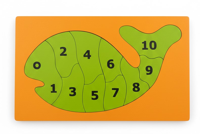 Eğitici Ahşap Balık Puzzle - Rakam Öğretici Montessori Oyuncak