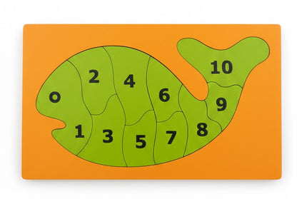 Eğitici Ahşap Balık Puzzle - Rakam Öğretici Montessori Oyuncak