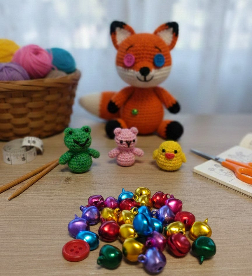 1 cm Renkli Hobi Çan Seti - El Yapımı Ürünler İçin Dekoratif Küçük Zil 50'li Paket