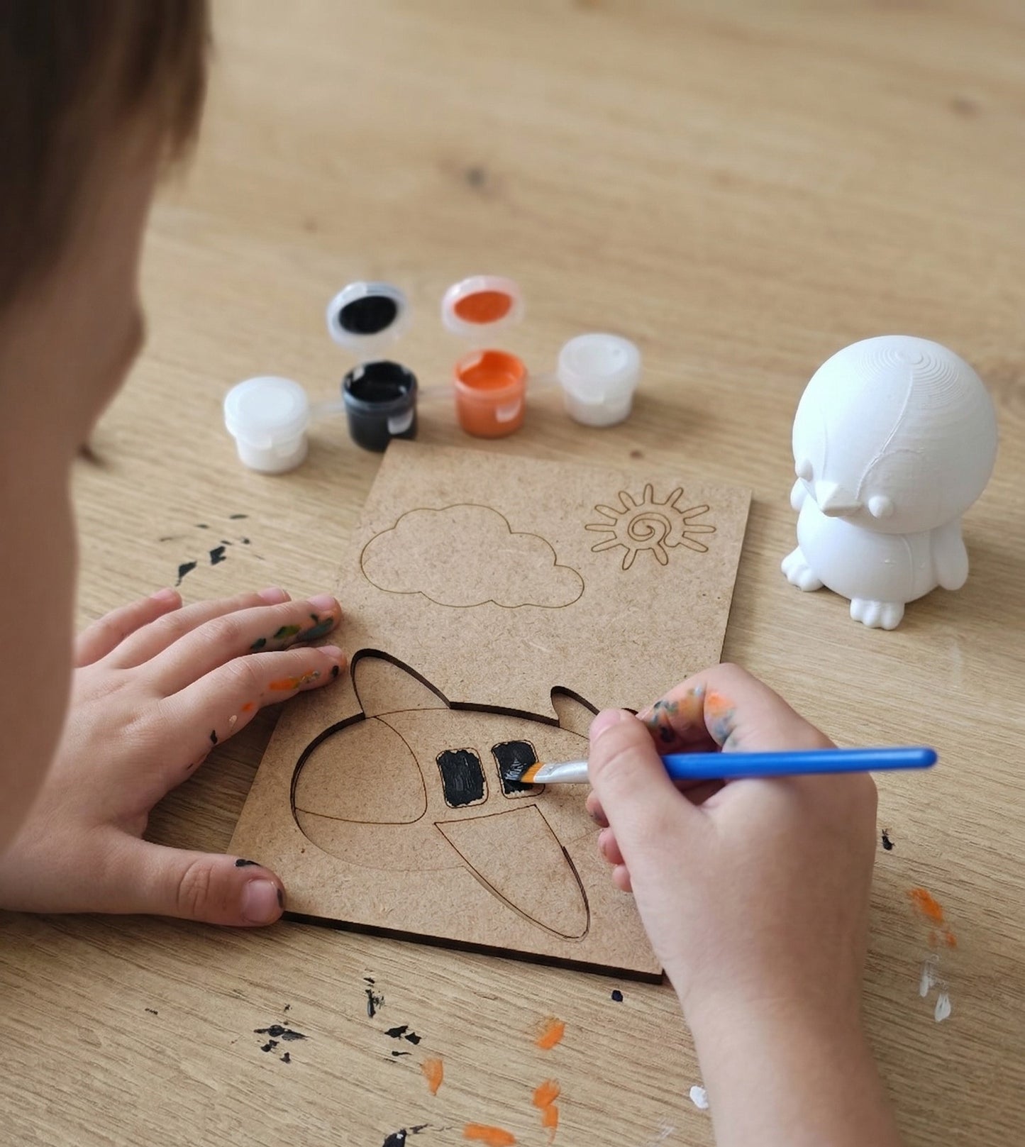 Çocuklar İçin Eğitici Hobi Kiti - Mıknatıslı Ahşap Boyama Kartı, 3D Oyuncak Penguen, Boya ve Fırça Seti - Nar Atölye'den Macera Dolu Hediye
