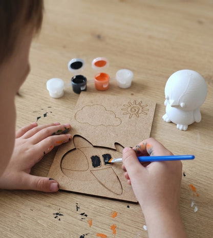 Çocuklar İçin Eğitici Hobi Kiti - Mıknatıslı Ahşap Boyama Kartı, 3D Oyuncak Penguen, Boya ve Fırça Seti - Nar Atölye'den Macera Dolu Hediye