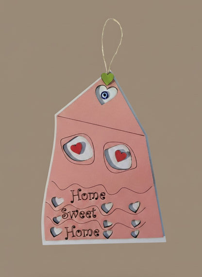 Home Sweet Home Ahşap Kapı Süsü - tasarım ürün