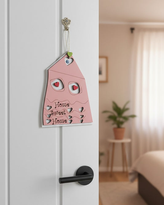 Home Sweet Home Ahşap Kapı Süsü - tasarım ürün