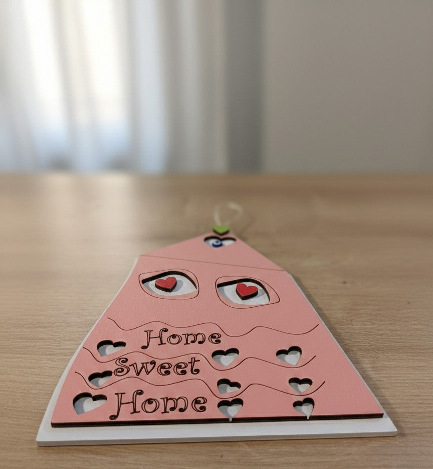 Home Sweet Home Ahşap Kapı Süsü - tasarım ürün