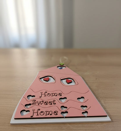 Home Sweet Home Ahşap Kapı Süsü - tasarım ürün