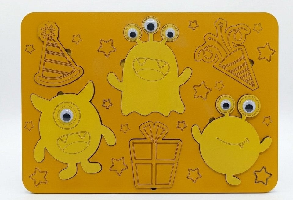 Ahşap Canavar Puzzle Seti - 2-4 Yaş Arası - Montessori Uyumlu Eğitici Ahşap Oyuncak