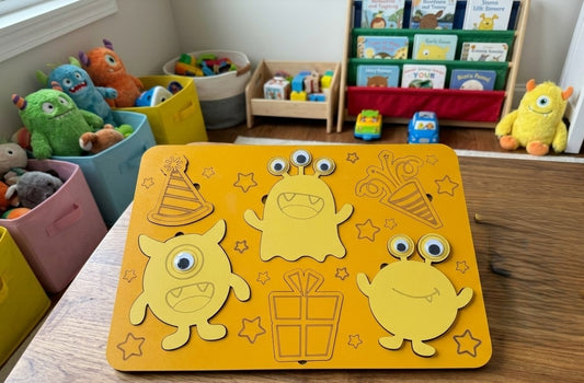 Ahşap Canavar Puzzle Seti - 2-4 Yaş Arası - Montessori Uyumlu Eğitici Ahşap Oyuncak