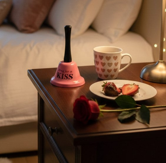 Pembe Romantik Öpücük Zili - masa zili