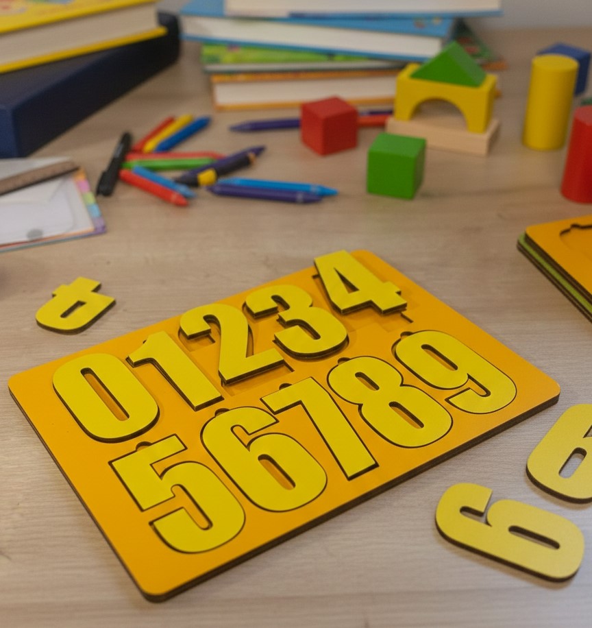 Ahşap Sayılar Puzzle - Eğitici Montessori Temelli Rakam Öğretici