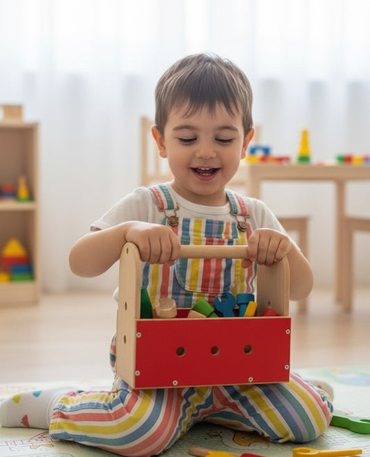 Ahşap Tamir Atölyesi Kutusu - Montessori Eğitici Oyuncak - Doğal Ahşap