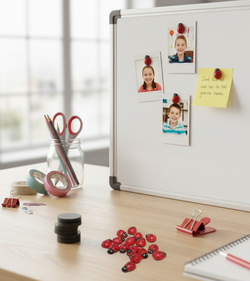 Mini Ahşap Uğur Böceği Süsleme Seti - El Yapımı Hobi ve Magnet Malzemesi 